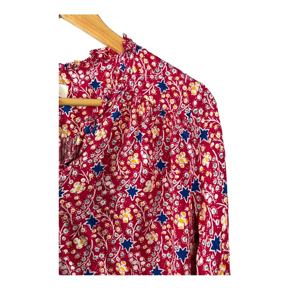 Anthropologie Maeve Pink Patterned Ruffle Shirt | Size 6 - Picture 5 of 14